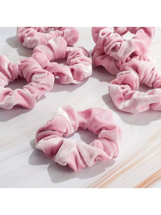 50 Pcs Pink Velvet Scrunchies - Soft Elastic Hair Ties for Women & Girls, Party main image 4